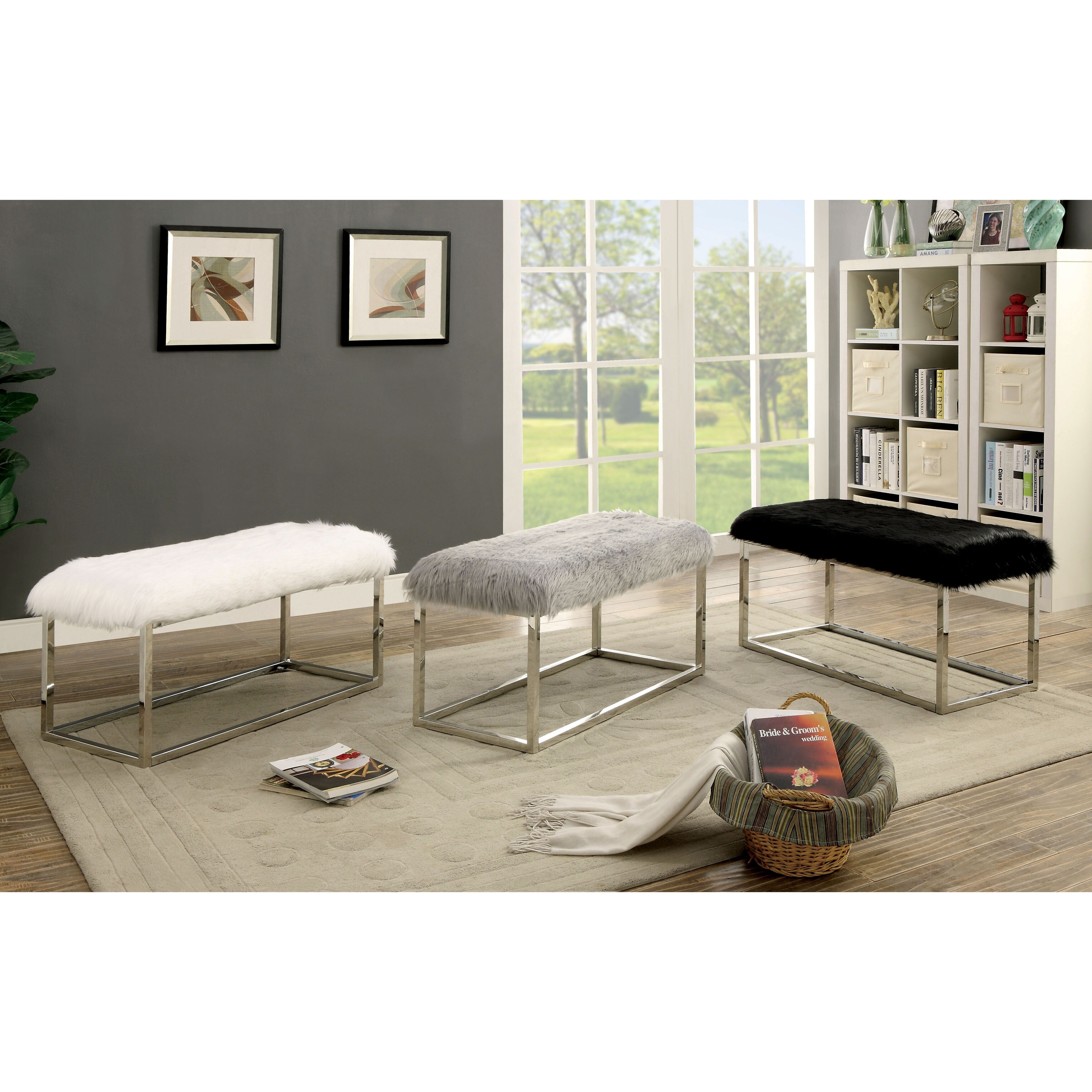 Shop Furniture Of America Kika Contemporary 40 Inch Fur Fabric