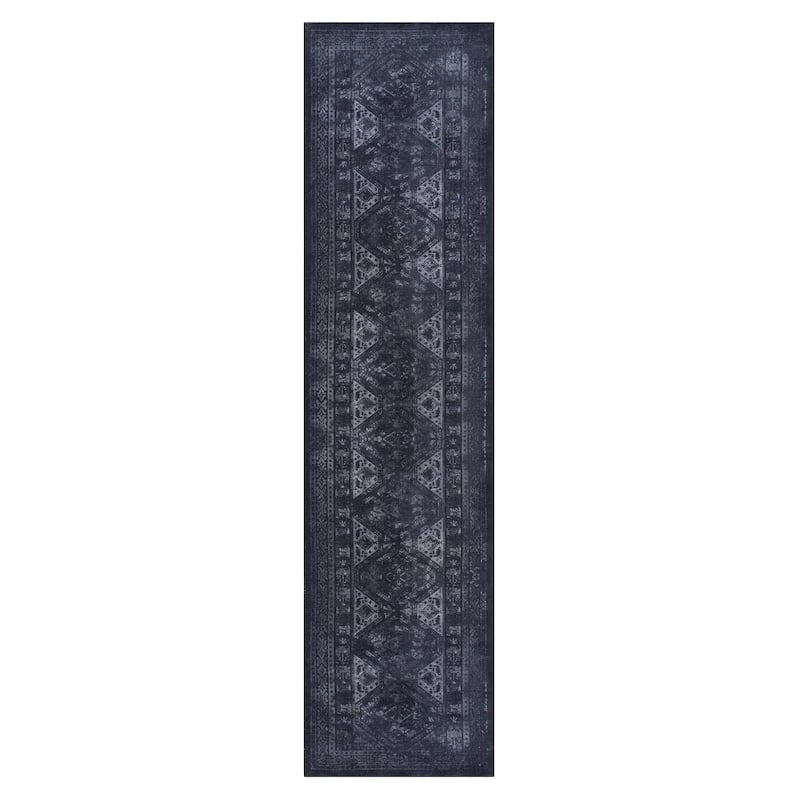 LOOM & LUXE Black/Gray 2'6''x10' Runner Area Rugs - 120" D x 30" W x 0.14" H