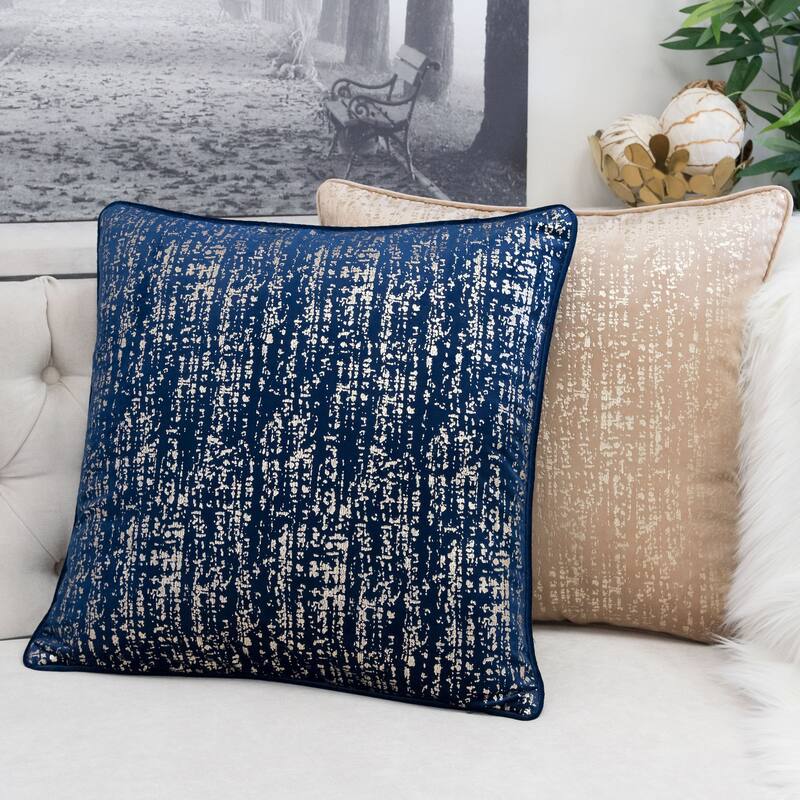 Sandy Velvet with Print 20" Square Decorative Throw Pillow 2PK