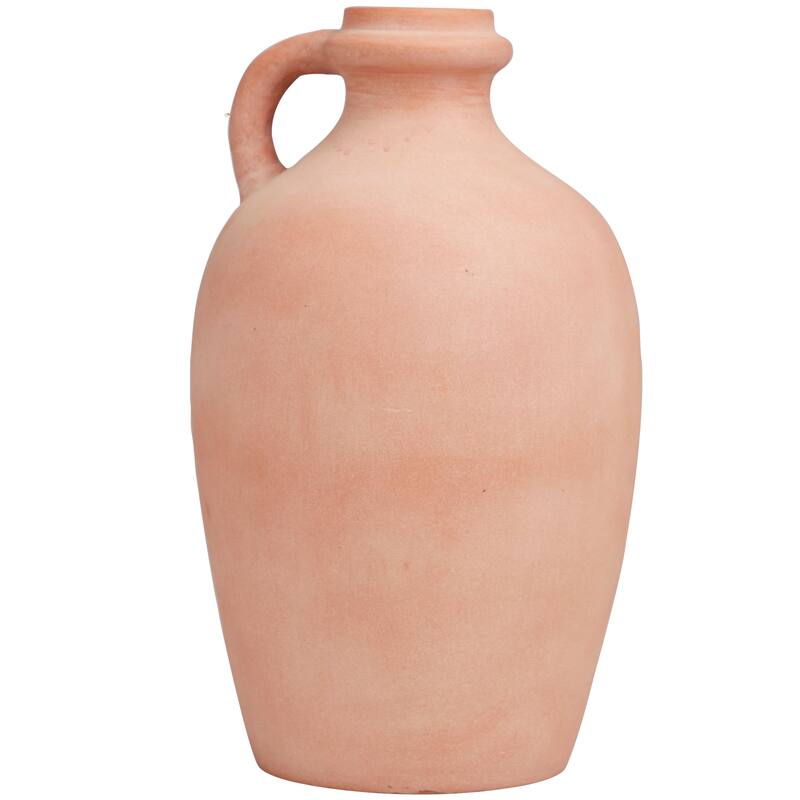 Orange Ceramic Terracotta Jug Decorative Vase with Handle