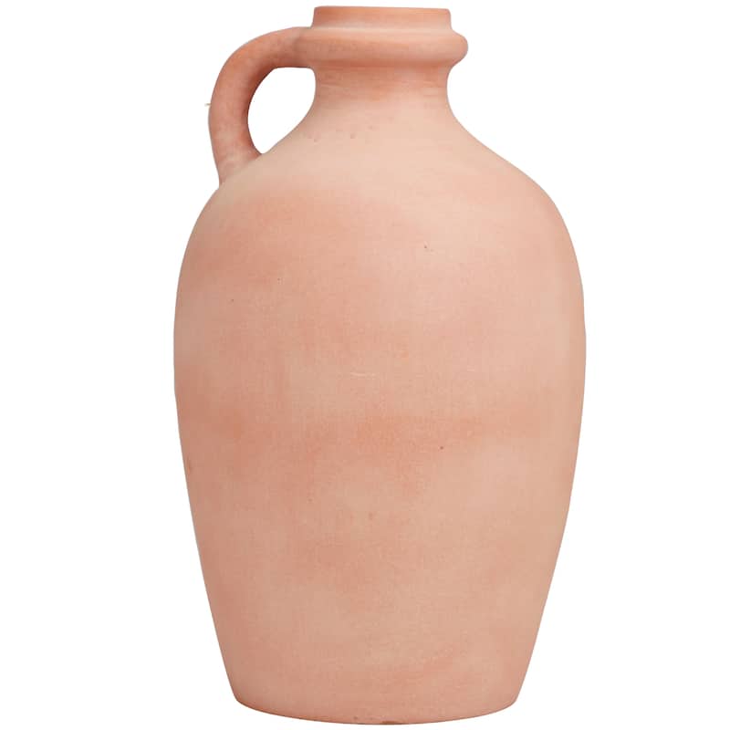 Orange Ceramic Terracotta Jug Vase with Handle
