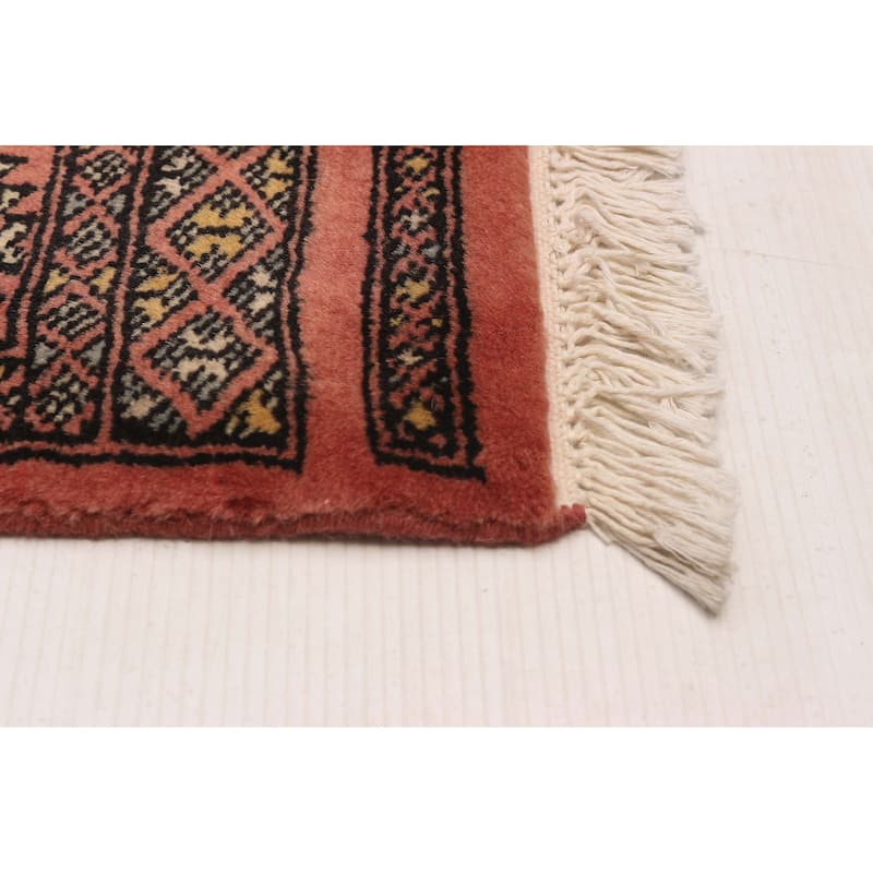 ECARPETGALLERY Hand-knotted Peshawar Bokhara Coral Wool Rug - 2'7 x 9'10