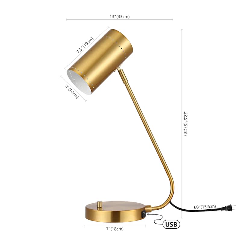 SAFAVIEH Lighting 23-inch Contemporary Crane Task LED Table Lamp.