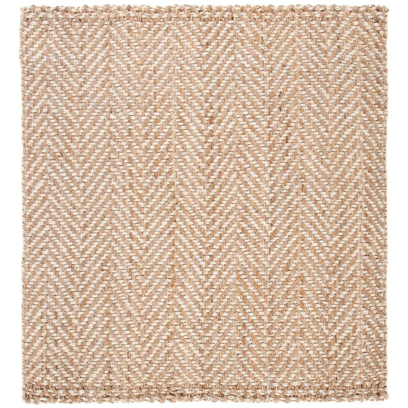SAFAVIEH Handmade Natural Fiber Arlinda Chevron Jute Rug - 6' Square - Ivory/Natural - Square