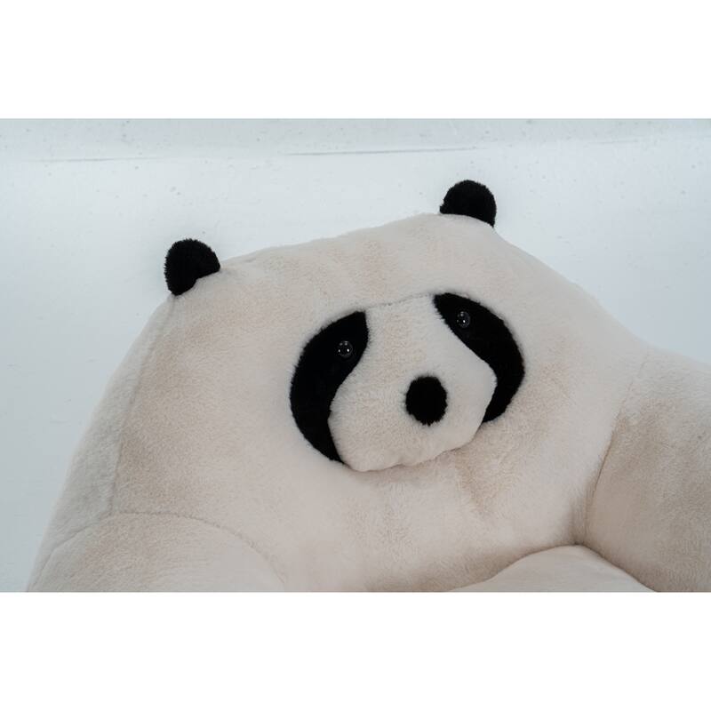 GDFStudio - Faux Fur 29.65" Panda-Shaped Plush Bean Bag Chair with High-Density Foam