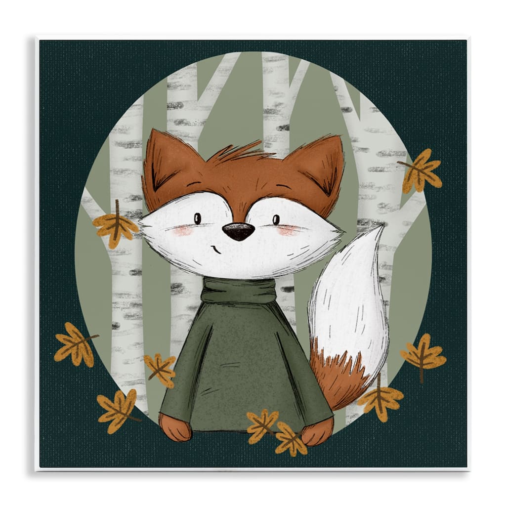 Stupell Autumnal Fox & Birch Trees Wall Plaque Art Design By Sarah Hickman
