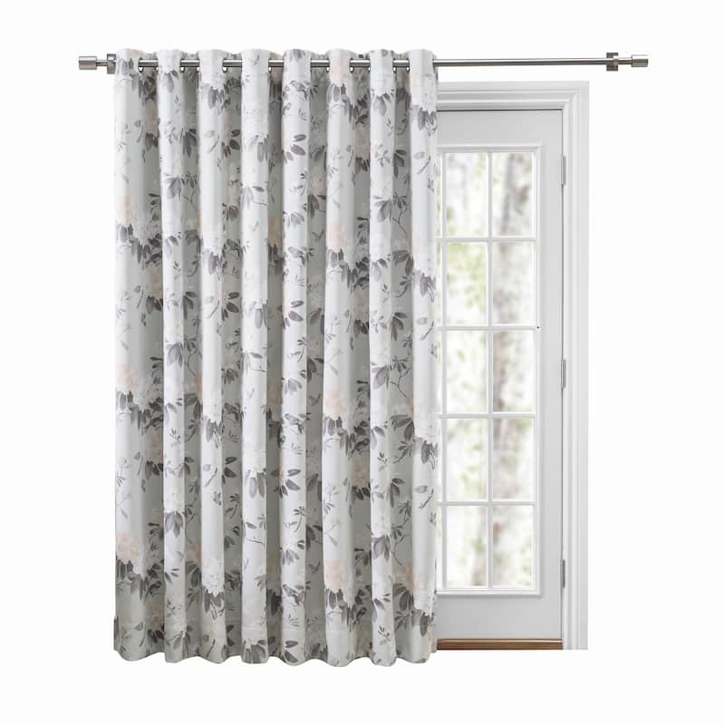Mystic Garden Premium Floral Blackout Grommet Patio Curtain Panel W Wand - 104"W x 84"L