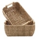 preview thumbnail 36 of 45, Hyacinth Seagrass Oval Storage Baskets with Wooden Handles Woven Bins
