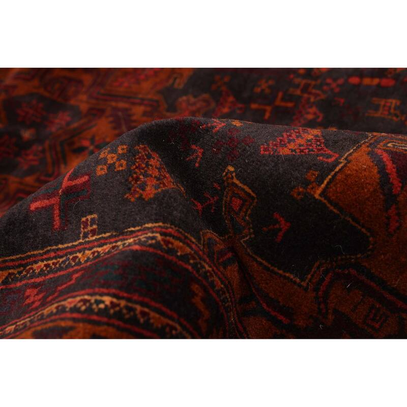 ECARPETGALLERY Hand-knotted Teimani Black, Burnt Orange Wool Rug - 3'9 x 6'4