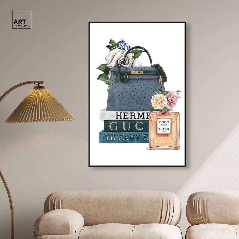 Books and Coco Orange Canvas by Art Remedy