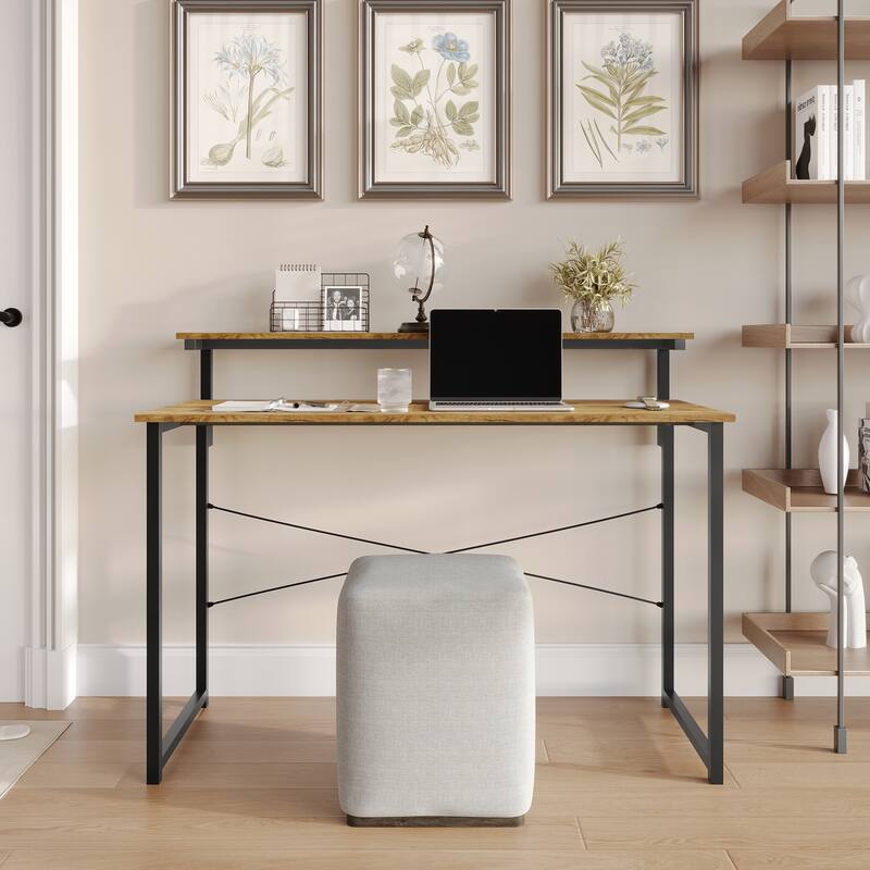 CraftPorch Minimalist 47-Inch Metal Computer Desk With Shelf
