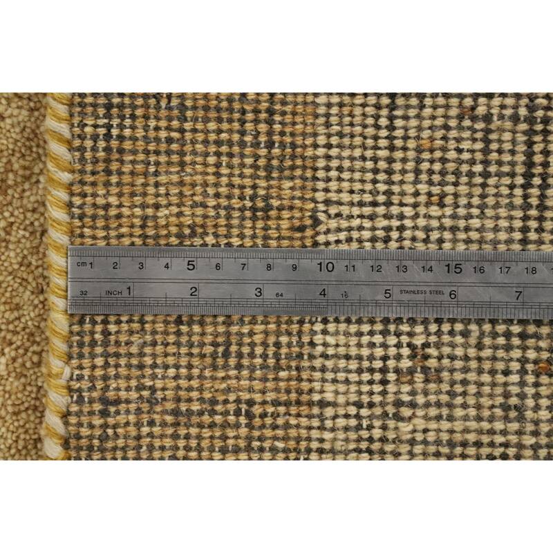 Hand Knotted Oriental 100% Wool Carpet Modern Geometric Beige & Ivories Gabbeh Area Rug - 7' 9'' X 4' 11''