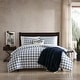 preview thumbnail 1 of 12, Eddie Bauer Basic Plaid Navy Cotton Percale Duvet Cover Set