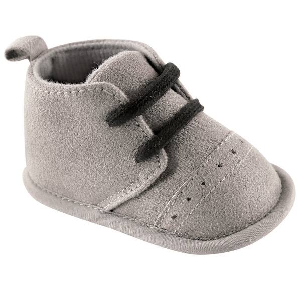 slide 1 of 1, Luvable Friends Baby Boy Crib Shoes, Gray Desert 0-6 Months - Gray Desert