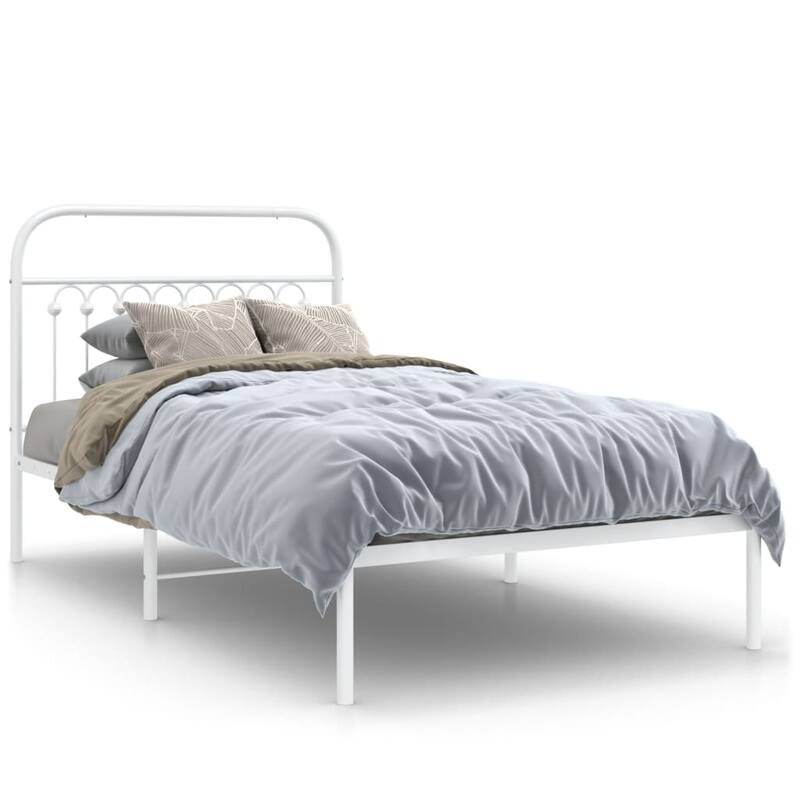 vidaXL Metal Bed Frame with Headboard Platform Base Home Bedroom Furniture