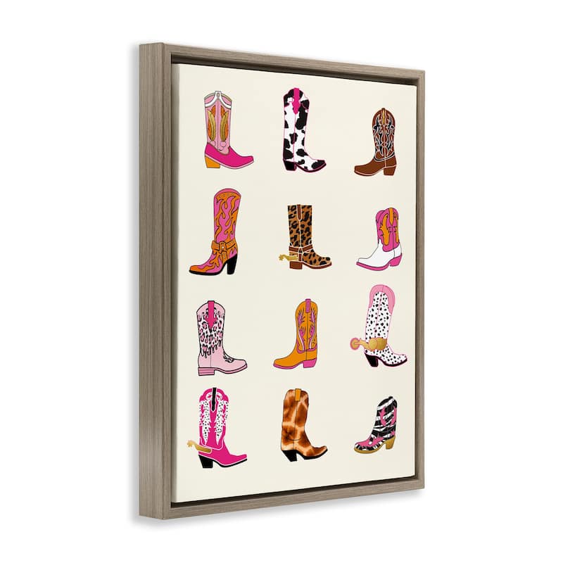 Stupell Bright Cowboy Boots & Spurs Framed Floater Canvas Wall Art Design By Susan Arnot