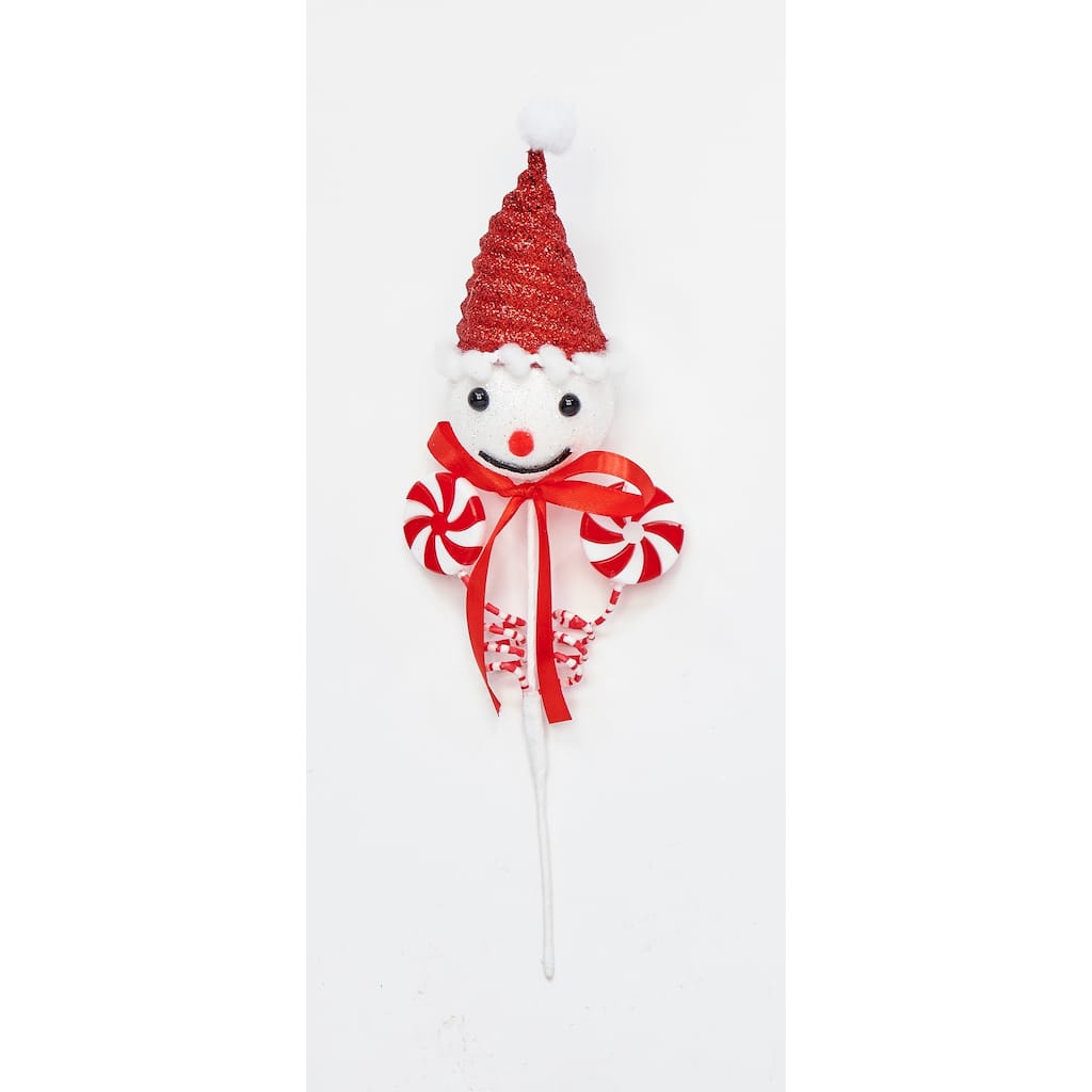 11.5" Christmas Snowman And Peppermint Pick, Set of 6 - 11.5
