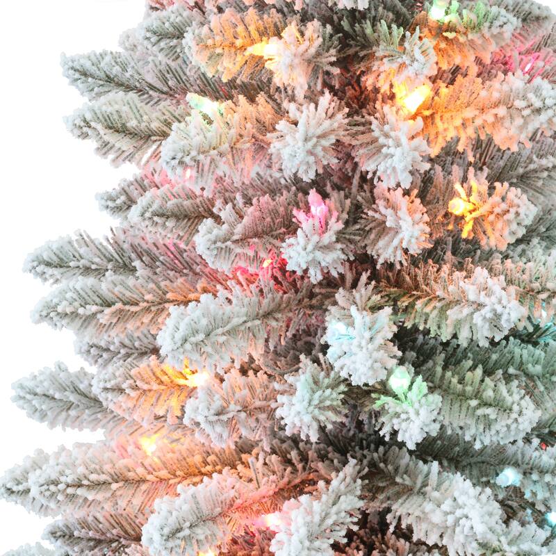 Puleo International 3 ft. Pre-Lit Flocked Artificial Fraser Fir Tree