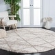 preview thumbnail 115 of 135, SAFAVIEH Hudson Shag Estella Diamond Trellis 2-inch Thick Rug 4' Round - Multi Ivory/Beige