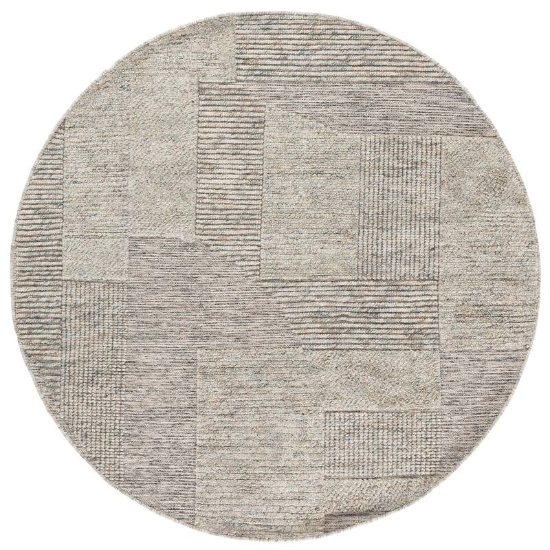 SAFAVIEH Handmade Natura Malakeh Wool Rug - 6' Round - Grey/Beige