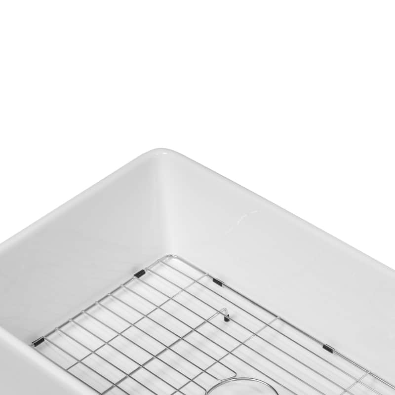 30'' Farmhouse Ceramic Single Bowl Kitchen Sink in White - 30'' x 20'' x 9''