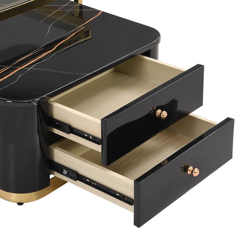 Modern 2 Pieces Square Nesting Coffee Table with Drawers