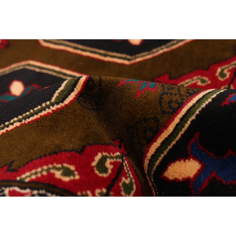 ECARPETGALLERY Hand-knotted Teimani Dark Olive Green Wool Rug - 3'10 x 7'1