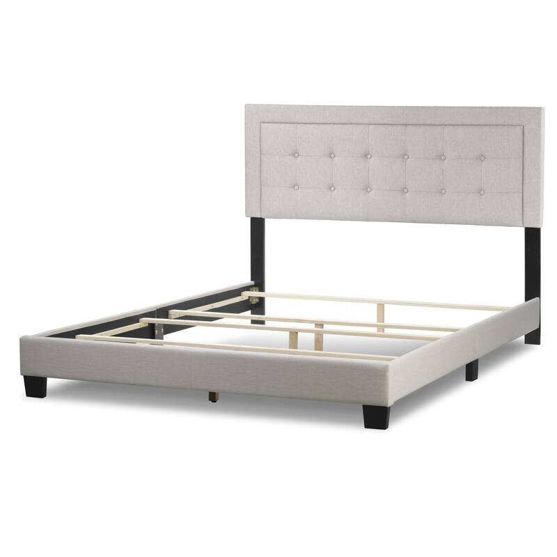 Austin Fabric Queen Bed with Button Tufting and Stitching