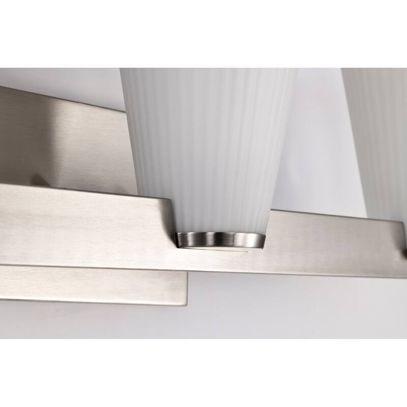 Royale 3 Light Vanity Brushed Nickel Finish Ribbed White Glass - Brushed Nickel