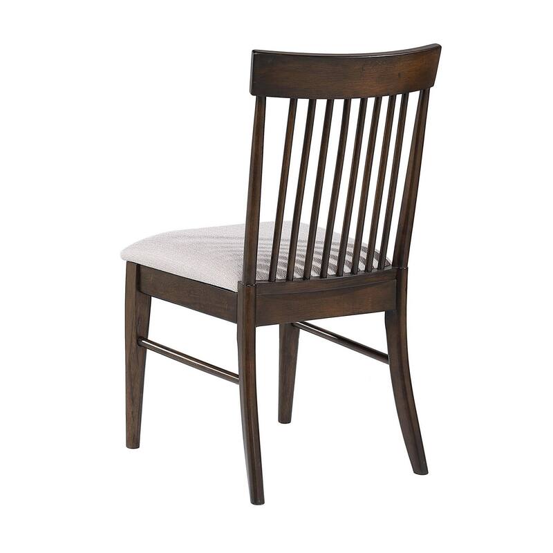Eve Dining Side Chair Set of 2, Dark Walnut Brown Wood, Wheat Beige