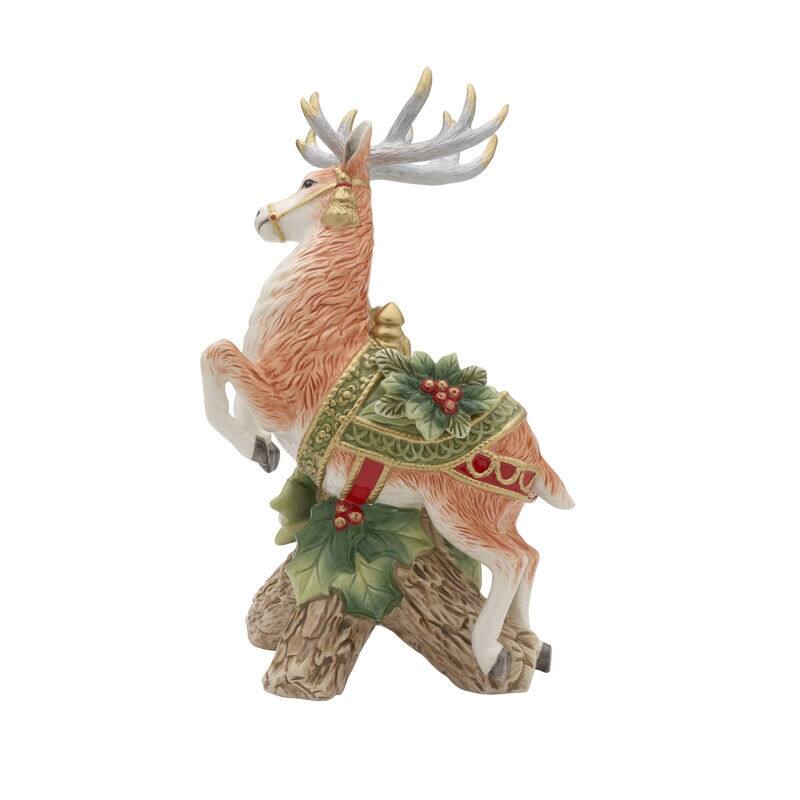 Fitz and Floyd Holiday Home Green Leap Deer Candleholder, 11.5 Inch