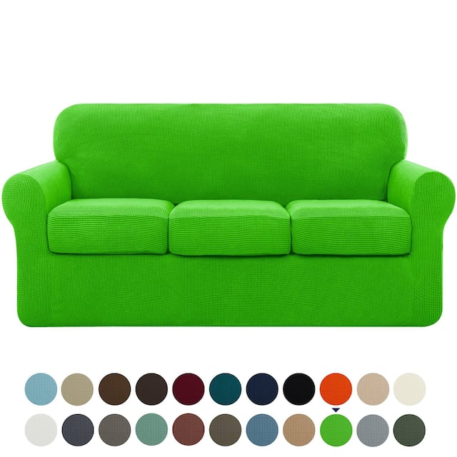 Subrtex Slipcover Stretch Sofa Cover with Separate Cushion Cover - Grass Green