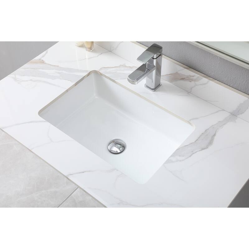 37" Bathroom Vanity Top Stone Carrara Gold Tops with Undermount Ceramic Sink Single Faucet Hole