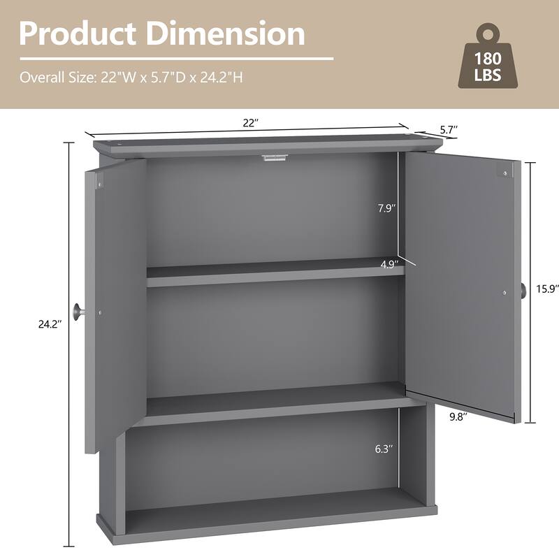 Futzca Bathroom Cabinet with Mirror, Wall Medicine Cabinet with Shelf