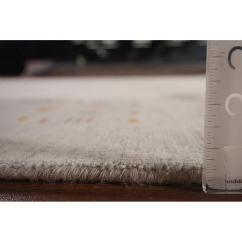 Tribal Ivory Gabbeh Indian Area Rug Handmade Wool Carpet - 8'9"x 11'7"