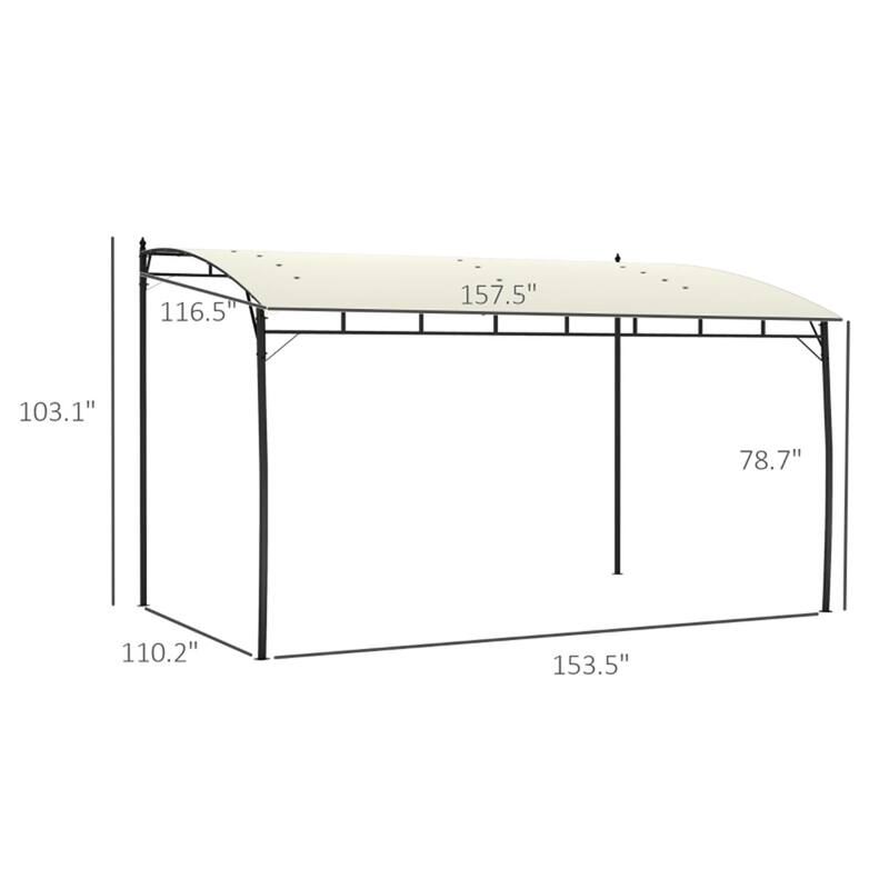 Premium Cream White Lean-To Pergola with Powder-Coated Steel Frame and UV-Resistant PA-Coated Polyester