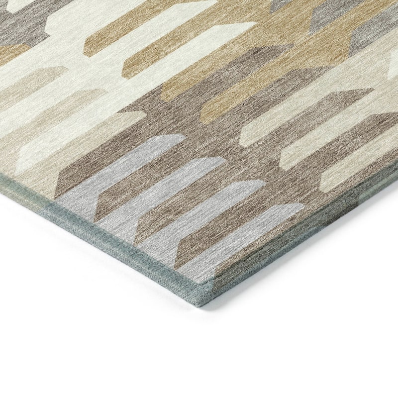 Machine Washable Indoor/ Outdoor Modern Stacks Chantille Rug