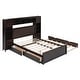 preview thumbnail 9 of 16, Full Size Wooden Bed with All-in-One Cabinet, Shelf, Sockets & Twin Trundle - Stylish and Functional in Espresso