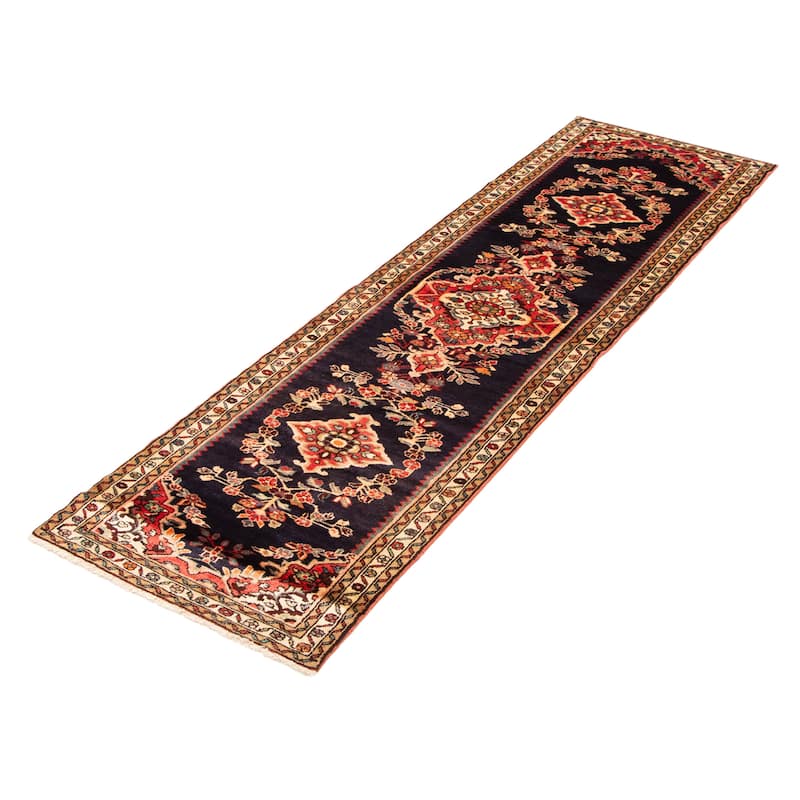 ECARPETGALLERY Hand-knotted Anadol Dark Navy Wool Rug - 2' 9" x 10' 1"