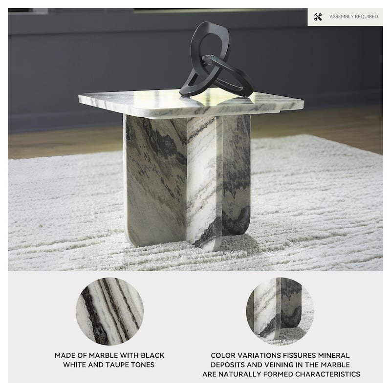 Signature Design by Ashley Baretton White/Black Accent Cocktail Table - 18"W x 18"D x 15"H