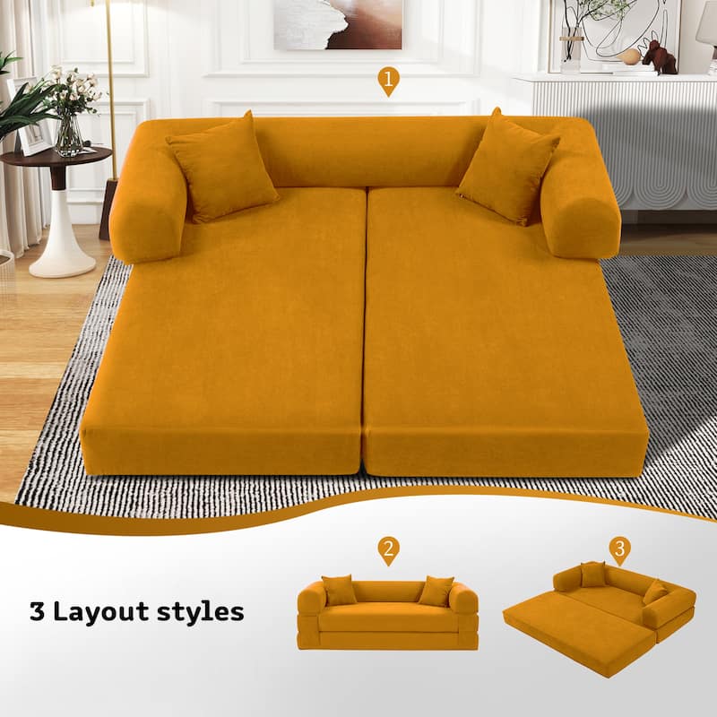 3-in-1 Convertible Sleeper Sofa with Pillows & Storage