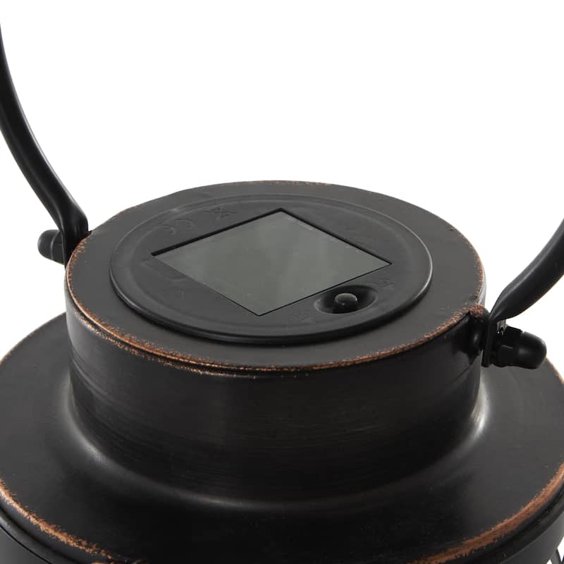 Metal Indoor Outdoor Candle Lantern with Round Circle Lines - Black - Roche River Decor