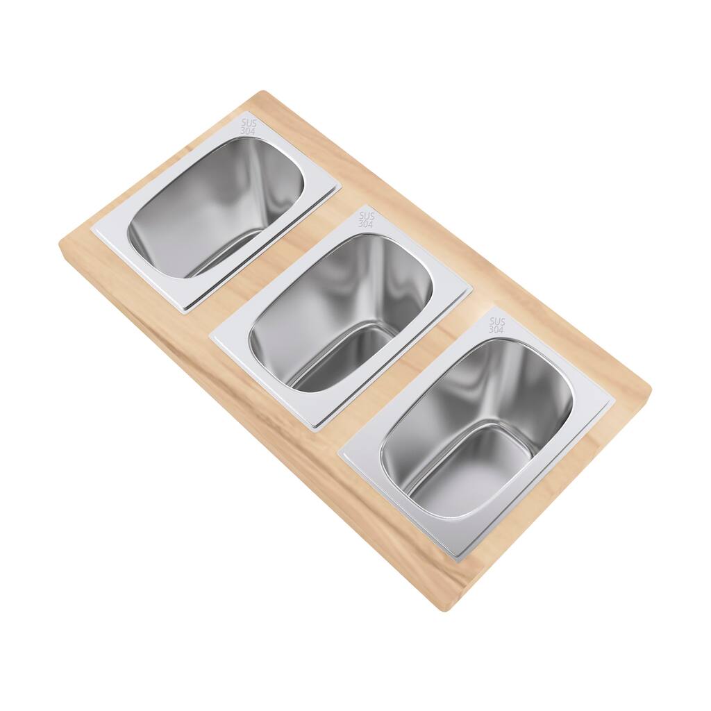 Swiss Madison SM-KA791 9" x 16-3/4" Condiment Serving Board with 3 - Stainless Steel