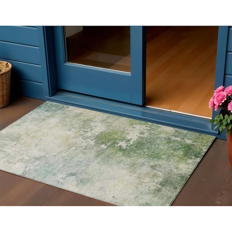 HomeRoots Abstract Transitional Rectangle Outdoor Rug - 3' x 5'