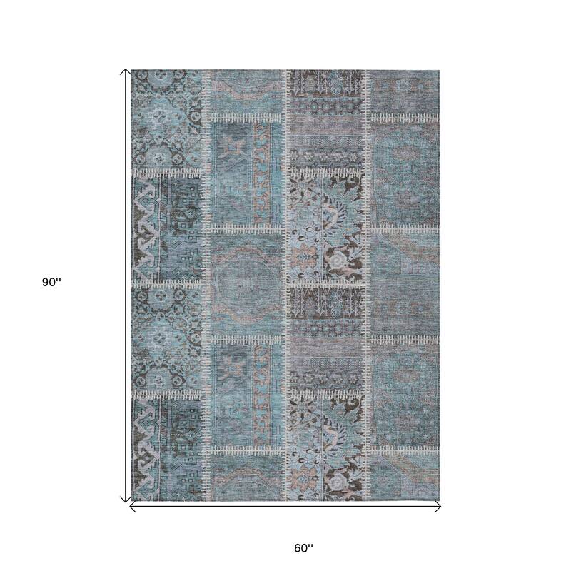 HomeRoots Patchwork Transitional Rectangle Outdoor Rug