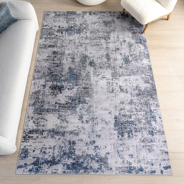 slide 2 of 12, Nuloom Carson SplashGuard Machine Washable Area Rug 2' 6" x 10' - Blue Grey - Runner