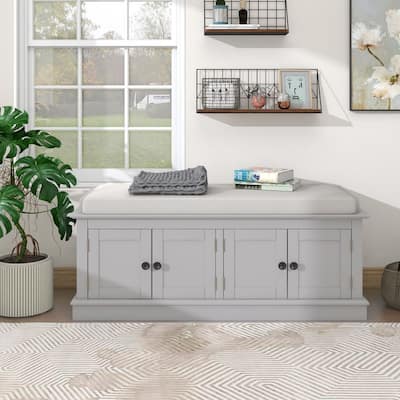 48 inch Movable Cushion Storage Bench for Entryway, Living Room