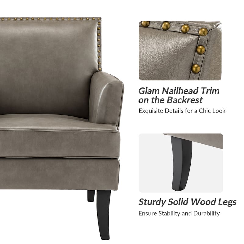 Nileus Contemporary and Classic Polyester Accent Chair with Solid Wooden Legs by HULALA HOME