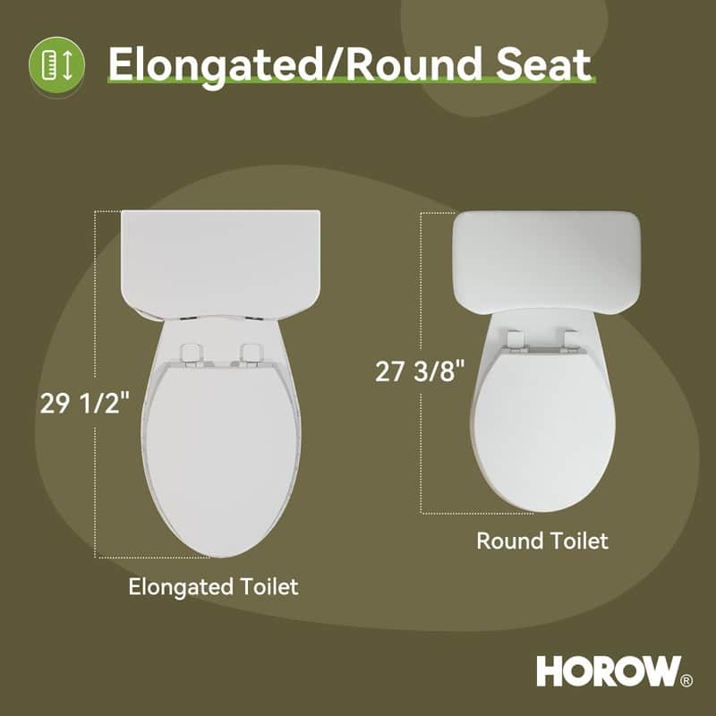 HOROW 2 Piece ADA Height Round Toilet White 1.28 GPF Strong Flush Quiet Soft Close Seat