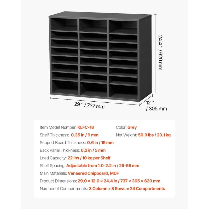 Multi-Purpose Office Literature Organizers with 24 Compartments and Adjustable Shelves Perfect Addition to Any Space